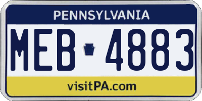 PA license plate MEB4883