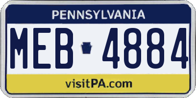 PA license plate MEB4884