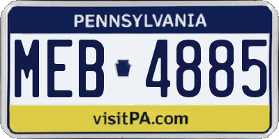 PA license plate MEB4885
