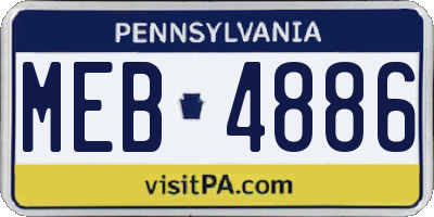 PA license plate MEB4886