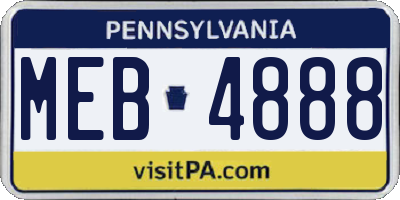 PA license plate MEB4888