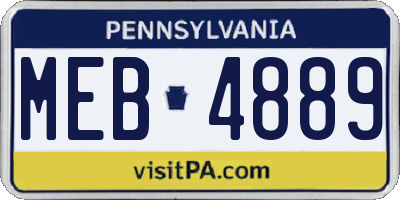 PA license plate MEB4889