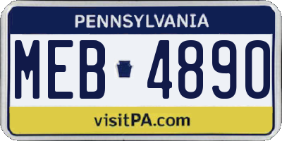 PA license plate MEB4890