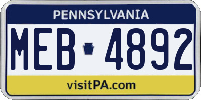 PA license plate MEB4892