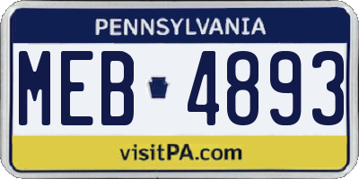 PA license plate MEB4893