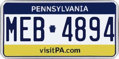 PA license plate MEB4894