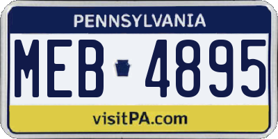 PA license plate MEB4895