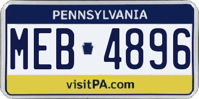 PA license plate MEB4896