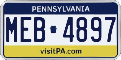 PA license plate MEB4897