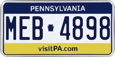 PA license plate MEB4898