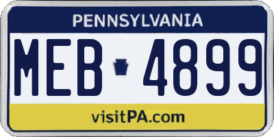 PA license plate MEB4899