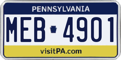 PA license plate MEB4901