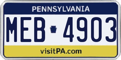 PA license plate MEB4903
