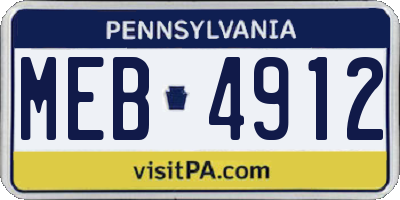 PA license plate MEB4912