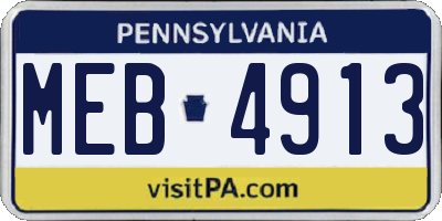 PA license plate MEB4913