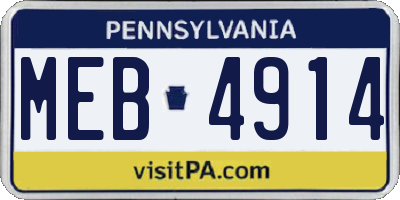 PA license plate MEB4914