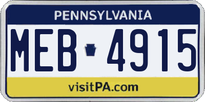 PA license plate MEB4915