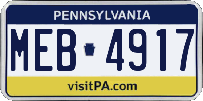 PA license plate MEB4917