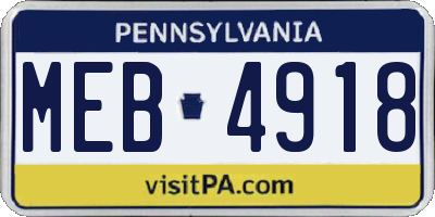PA license plate MEB4918