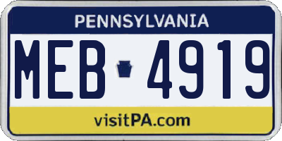 PA license plate MEB4919