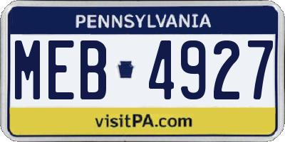 PA license plate MEB4927