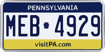 PA license plate MEB4929