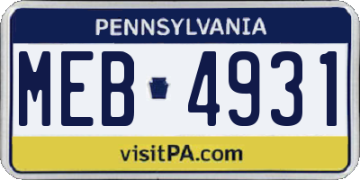 PA license plate MEB4931