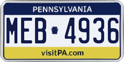 PA license plate MEB4936