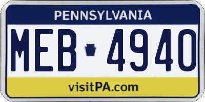 PA license plate MEB4940