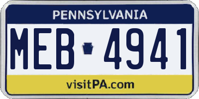 PA license plate MEB4941