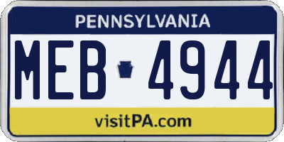 PA license plate MEB4944
