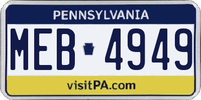 PA license plate MEB4949