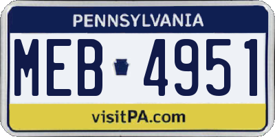 PA license plate MEB4951