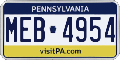 PA license plate MEB4954