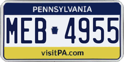 PA license plate MEB4955