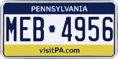 PA license plate MEB4956