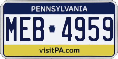 PA license plate MEB4959