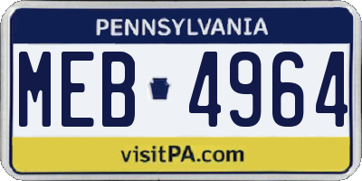PA license plate MEB4964