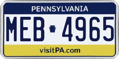PA license plate MEB4965