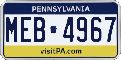 PA license plate MEB4967