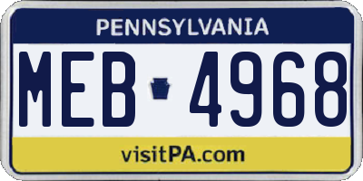 PA license plate MEB4968