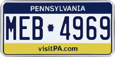 PA license plate MEB4969