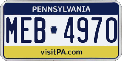 PA license plate MEB4970