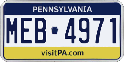 PA license plate MEB4971