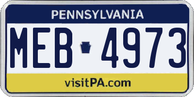 PA license plate MEB4973