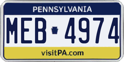 PA license plate MEB4974