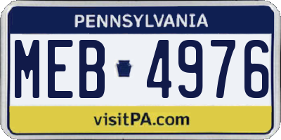 PA license plate MEB4976