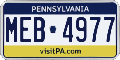 PA license plate MEB4977