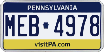 PA license plate MEB4978