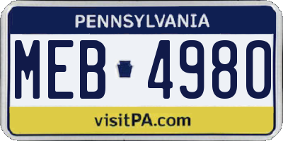 PA license plate MEB4980